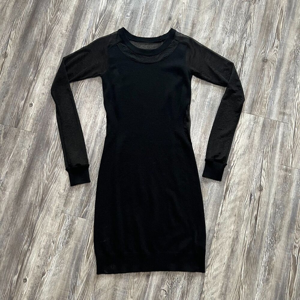 AllSaints Black Sheer Panel Knit Dress US 4